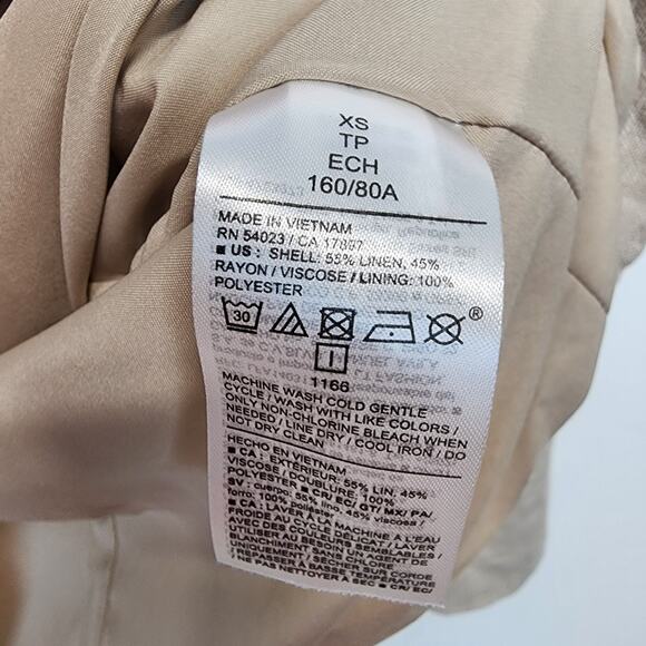 Old Navy Linen Blazer Lady Jacket Size XS Beige Slash Pockets 1 Button Neutral - Picture 11 of 11